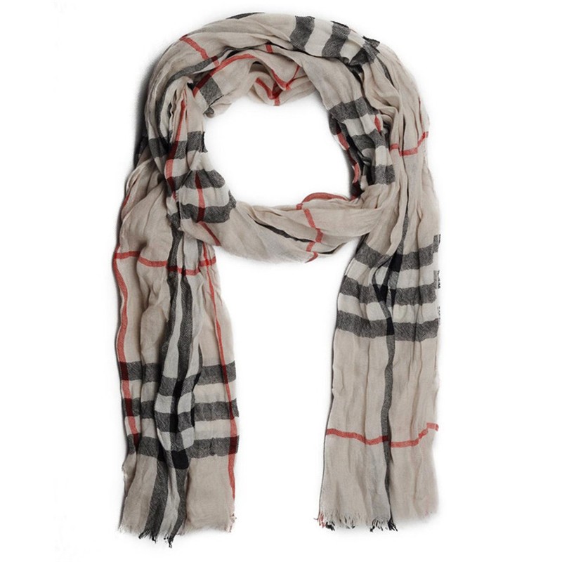 BURBERRY/巴宝莉 HERITAGE褶皱格纹羊绒围巾 3924751JPY带授权招加盟代理