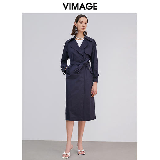 VIMAGE纬漫纪品牌女装春季新款洋气显瘦长款收腰气质风衣外套VA2104103 商品图0