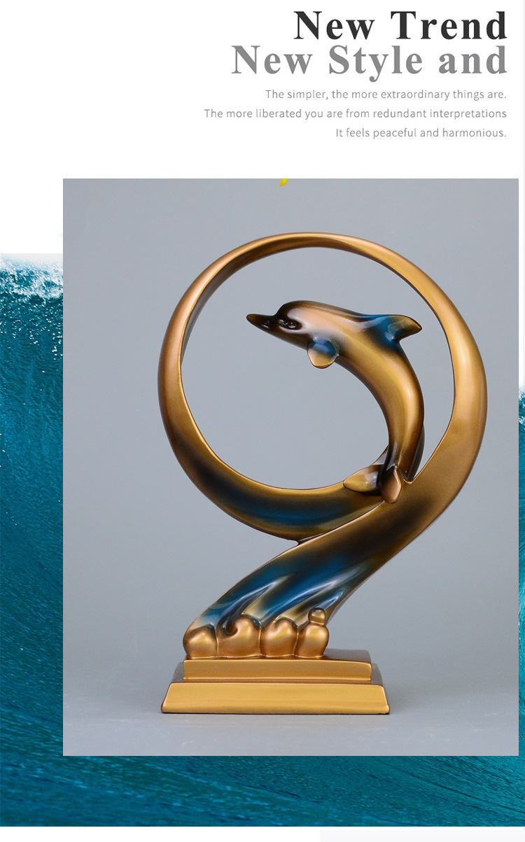 家居摆件北欧海豚摆件家居饰品客厅酒柜装饰品现代简约创意树脂工艺品