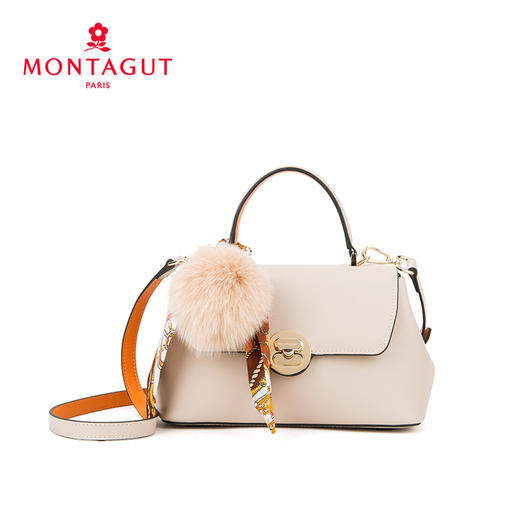 梦特娇法式优雅丝巾杏色斜挎手提包 商品图2