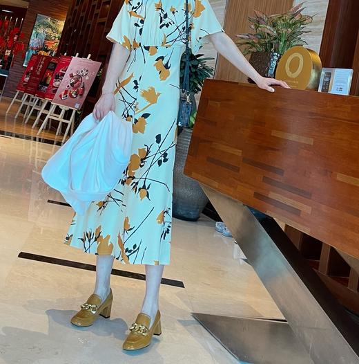 westory乐福鞋女2021春季新款链条真皮高跟一脚蹬单鞋52881 商品图6