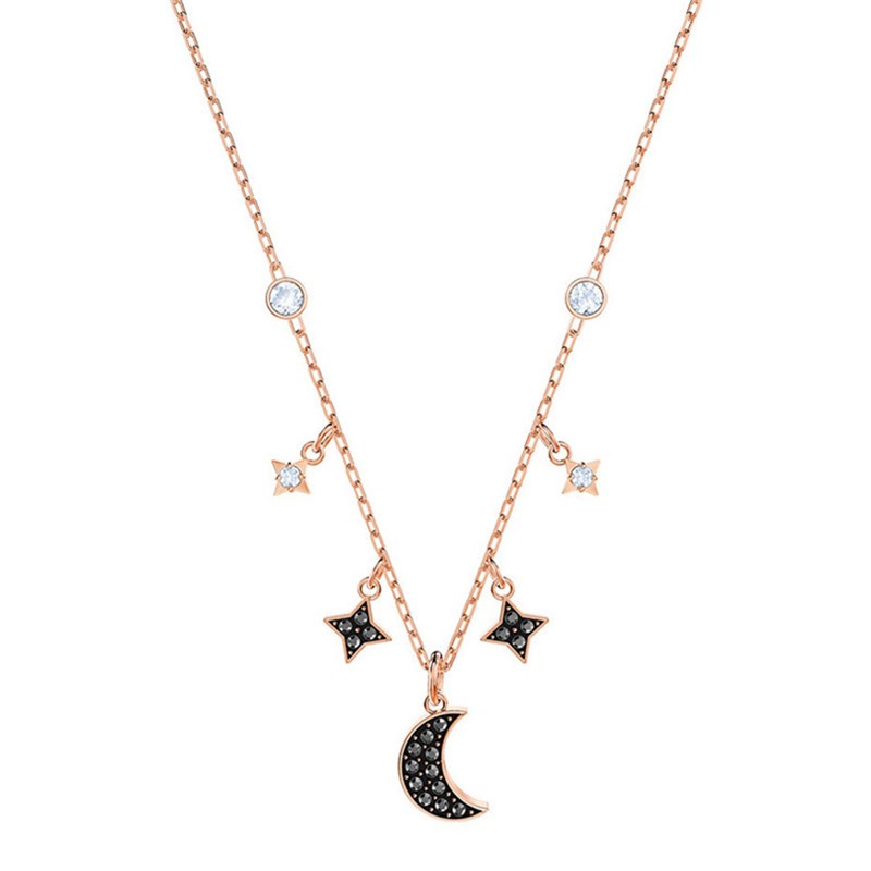 SWAROVSKI/施华洛世奇 女士黑色玫瑰金镀金DUO MOON项链 5429737JPY带授权招加盟代理
