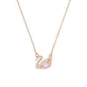 SWAROVSKI Dazzling Swan 天鹅粉色仿水晶项链女锁骨链 546998JPY带授权招加盟代理