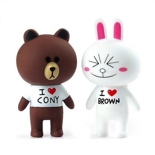 站姿布朗熊与可妮兔bj327蛋糕装饰插件摆件