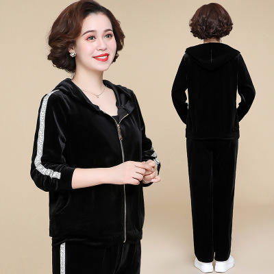 AML  19C186金丝绒两件套中老年妈妈装时尚运动装 商品图6