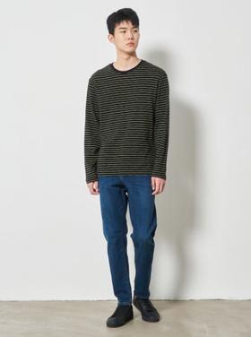 8seconds Cotton crew neck黑色棉质条纹T恤 男款#420741CY15JPY带授权招加盟代理