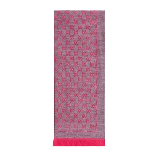 GUCCI/古驰 女士灰粉色GG提花羊毛围巾 411115-3G200-1372JPY带授权招加盟代理 商品图1