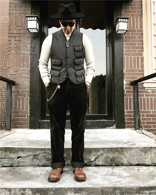 古着康正Labour union/LU115/多口袋猎装羊毛提花呢马甲 商品图1