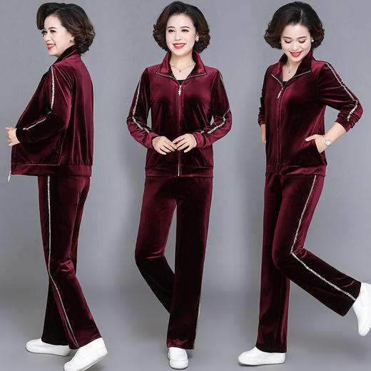 AML  19C186金丝绒两件套中老年妈妈装时尚运动装 商品图1
