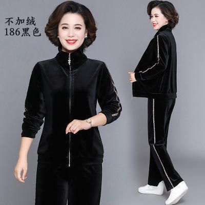 AML  19C186金丝绒两件套中老年妈妈装时尚运动装 商品图2