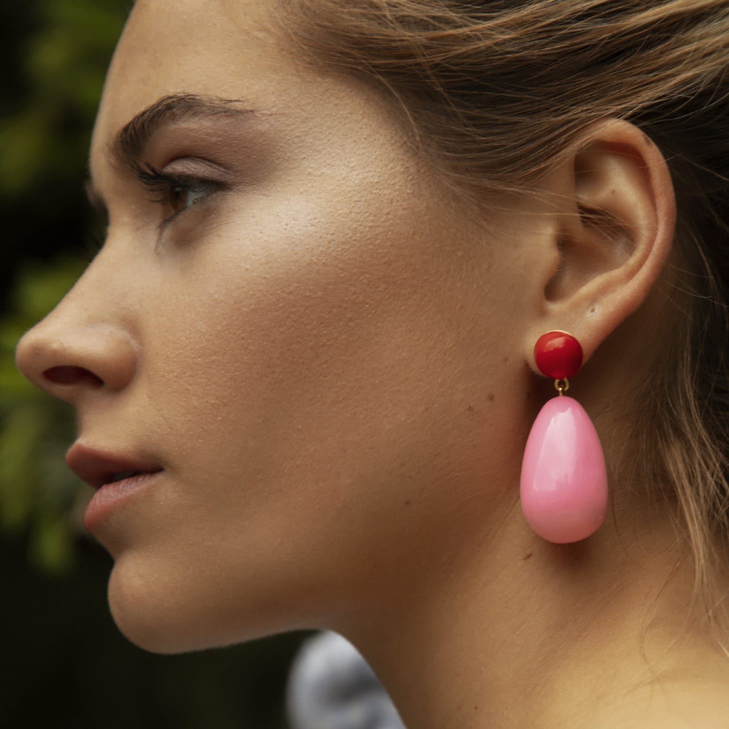 北京仓｜Eshvi-DROP-RED AND PINK 耳夹［英国设计师］