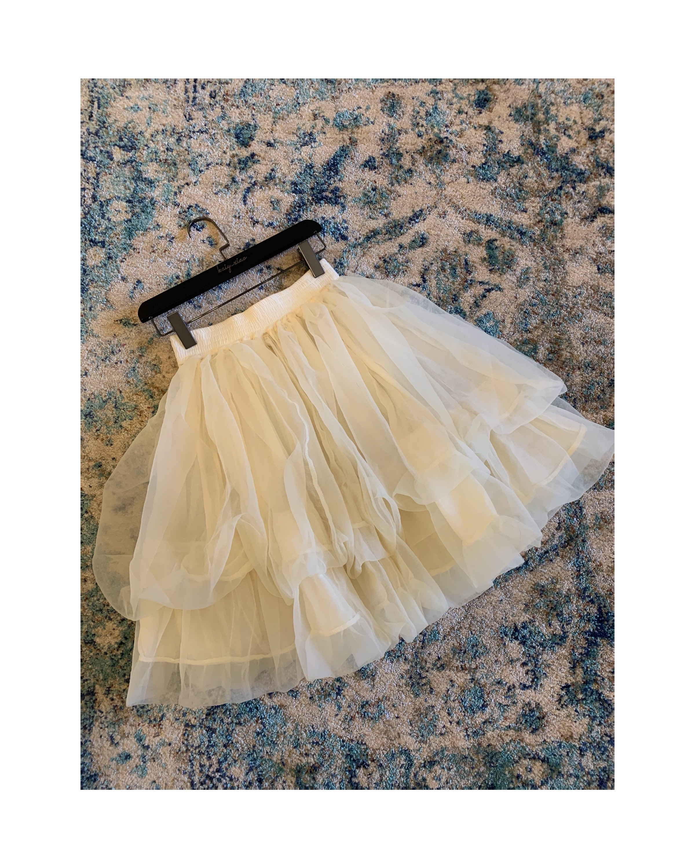 肌理纱双层花苞抹胸裙