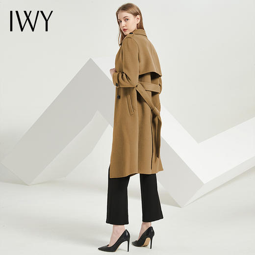 IWY/新款浅灰色驼色双面中长款毛呢大衣G8520T1013 商品图5