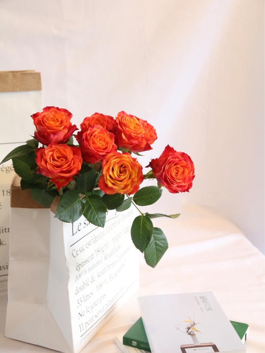 火焰玫瑰【你内心肯定有某种火焰，将你跟其他人区分开来】简小姐精选 A级新品橙红色卷边奥斯汀玫瑰 火焰 10枝 2件包邮 下单5天内发货 商品图7