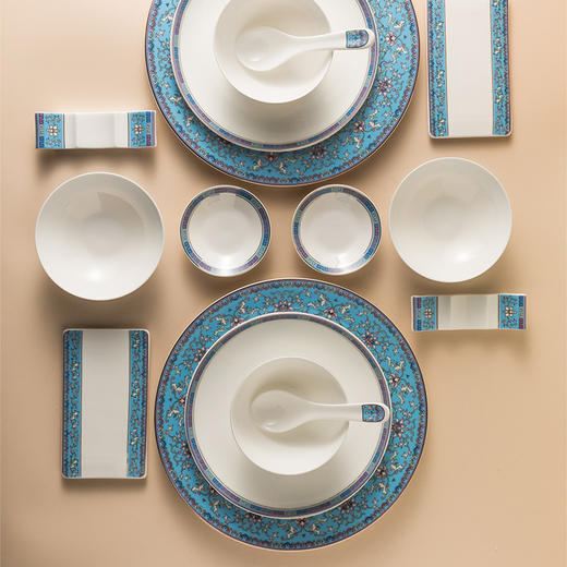 48头华风盛景（蓝）台面餐具套装 商品图4