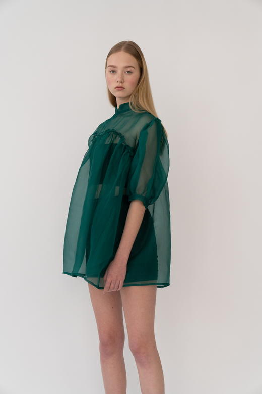 真丝纱立领娃娃裙（含内衬） 商品图3