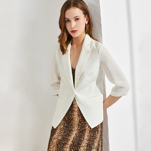丁摩 重磅30姆米真丝西装女通勤桑蚕丝西服薄款上衣外套Q121079-DZ999 商品图7