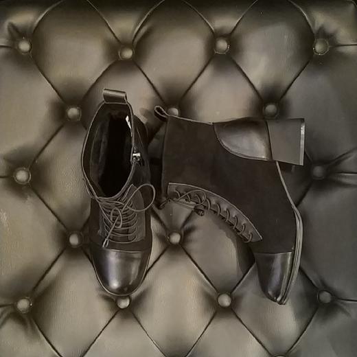 lfgj  jeans  BH701 中性复古加棉时尚拼接女靴 商品图2