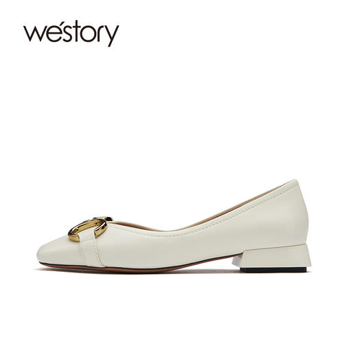 westory乐福鞋女2021春季新款真皮低跟链条单鞋百搭款W21AE52691 商品图1