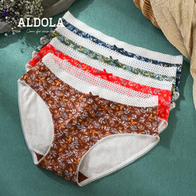 雅黛丽女士内裤中腰三角裤纯棉底裆透气舒适性感4条装底裤