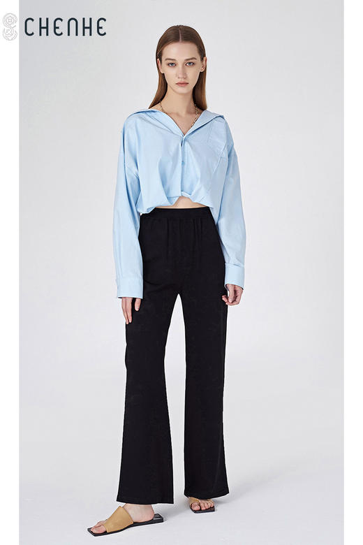 M1L3【小众高级感衬衣】臣禾【海天蓝】短款衬衫T211040129【奥莱】 商品图4