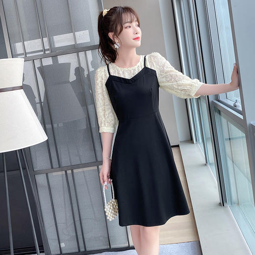 奢姿2021秋季新款胖妹妹假两件拼接连衣裙大码女装肥mm宽松裙子9903860410 商品图1