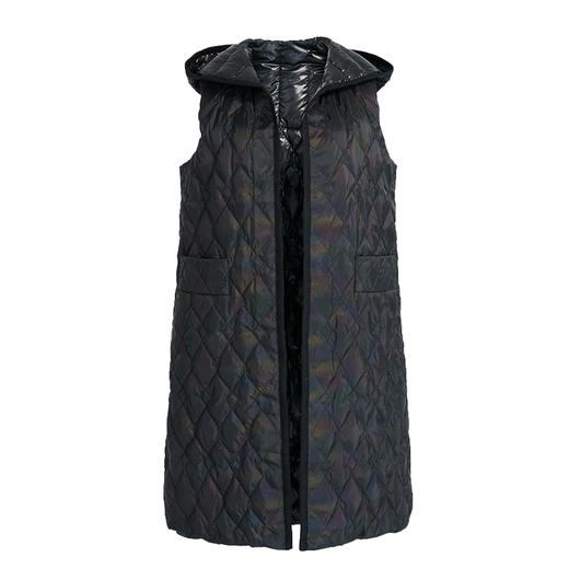 乔万尼新品羽绒马甲女冬季轻薄中长款连帽保暖白鸭绒外套ES4T435 商品图4