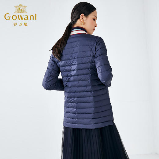 乔万尼羽绒服时尚小香风V领白鸭绒轻薄直筒保暖外套ES4T478 商品图1