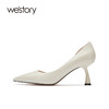 westory尖头细跟高跟鞋女春季新款小牛皮单鞋婚鞋52501 商品缩略图1