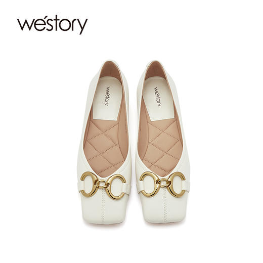 westory乐福鞋女2021春季新款真皮低跟链条单鞋百搭款W21AE52691 商品图3