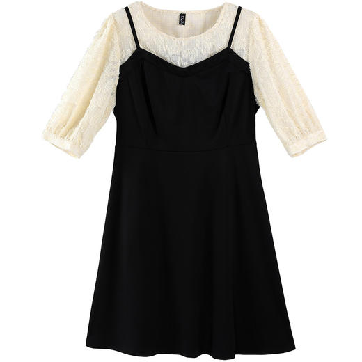 奢姿2021秋季新款胖妹妹假两件拼接连衣裙大码女装肥mm宽松裙子9903860410 商品图4