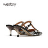 westory尖头细跟高跟鞋女2021春季新款链条一脚蹬凉鞋W21AH52751 商品缩略图2