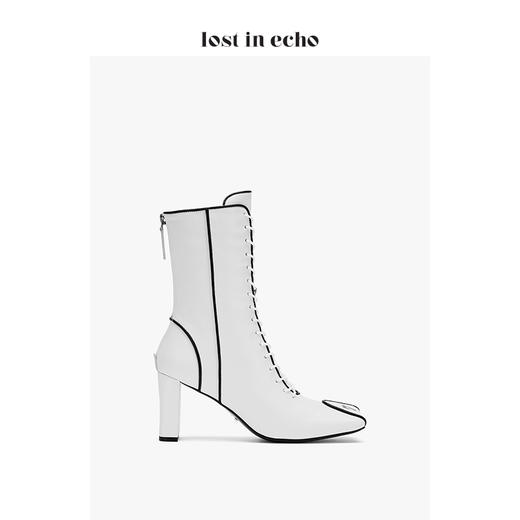 lost in echo x ZHANGJIAYI 原创方头运动数字中筒靴 商品图4