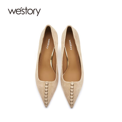 westory尖头细跟高跟鞋女2021春季新款宴会婚鞋新娘鞋W21AE52671 商品图3