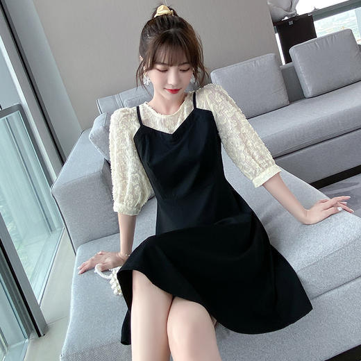 奢姿2021秋季新款胖妹妹假两件拼接连衣裙大码女装肥mm宽松裙子9903860410 商品图2