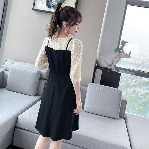 奢姿2021秋季新款胖妹妹假两件拼接连衣裙大码女装肥mm宽松裙子9903860410 商品图3