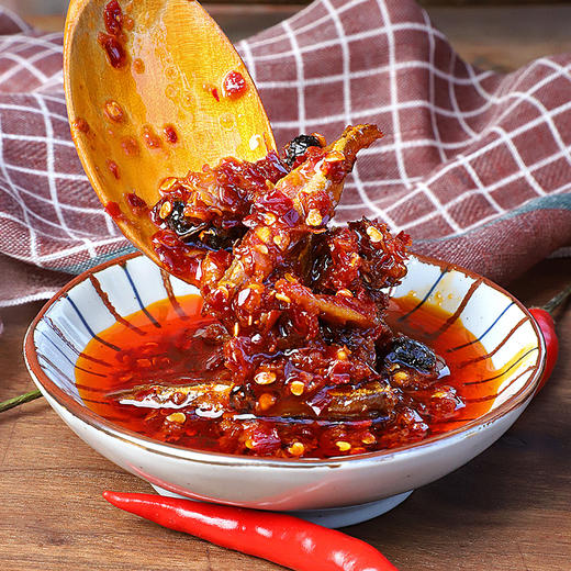 茂德公香辣鱼仔酱蒜蓉辣椒酱特辣鱼籽酱自制剁椒辣酱拌饭酱下饭菜225g 商品图2