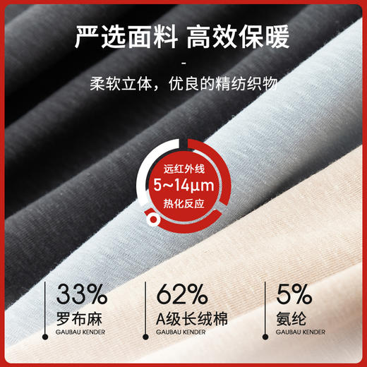 男士保暖内衣罗布麻远红外线自发热秋衣透气抗静电 商品图2