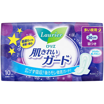 日本进口 花王卫生巾零触感棉柔亲肤夜用30cm F系列透气护翼卫生斤巾 10枚（258601） 商品图0