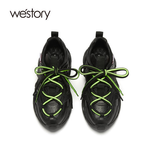 westory老爹鞋女2021春季新款小牛皮厚底增高运动鞋潮W21AM52851 商品图3