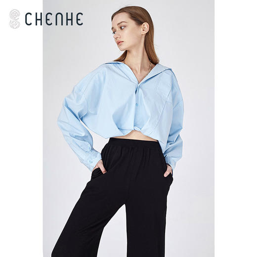 M1L3【小众高级感衬衣】臣禾【海天蓝】短款衬衫T211040129【奥莱】 商品图2