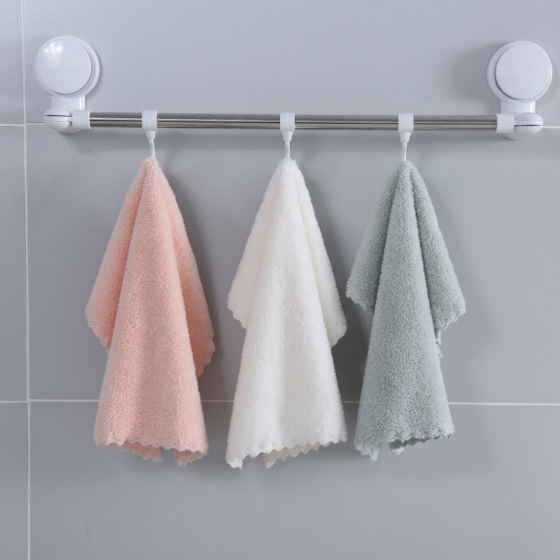 家减尘除花边加厚珊瑚绒小方巾（1条装）J8208手帕口水巾儿童毛巾