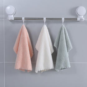 家减尘除花边加厚珊瑚绒小方巾（1条装）J8208手帕口水巾儿童毛巾