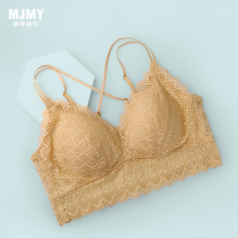 美季美优W152B02复古蕾丝美背吊带无钢圈三角杯文胸