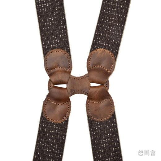 意大利牛皮尼龙橡丝X型浅棕色老花手工背带 商品图1