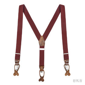 意大利牛皮尼龙橡丝Y红色手工背带