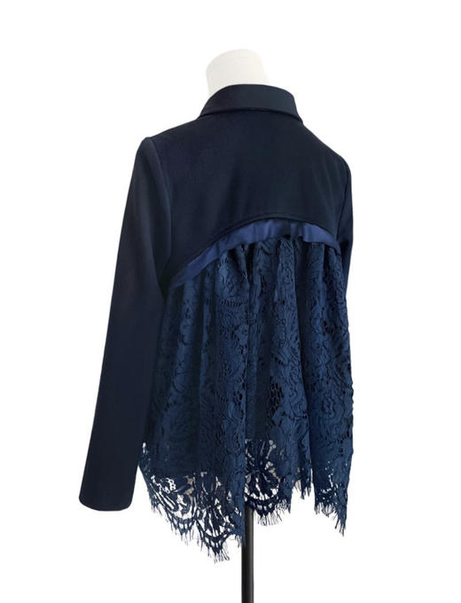 TYNVIE 蕾丝拼接羊毛短外套 - 藏青 商品图3