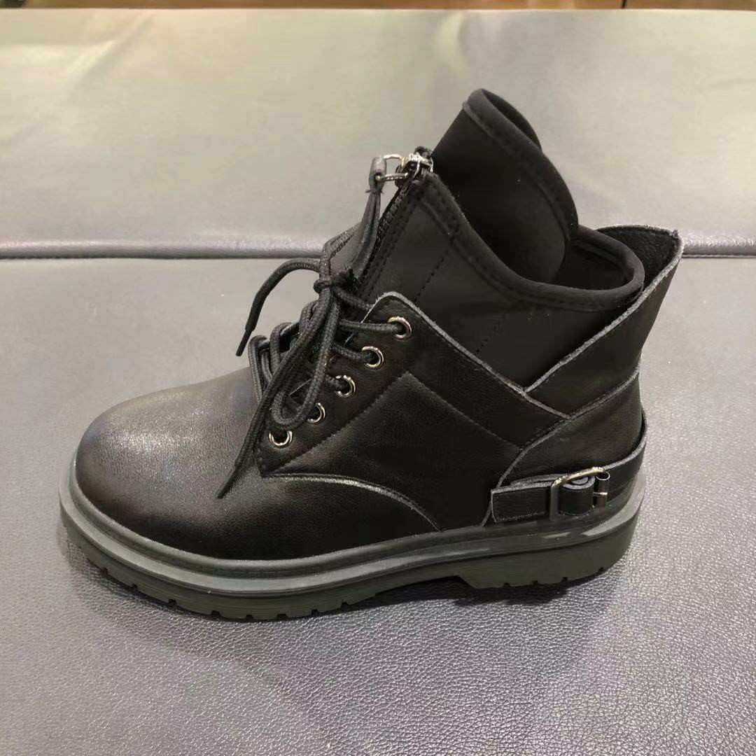 lfgj jeans BD218 英伦风潮流厚底女靴帅气松紧口真皮女靴