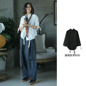 抽褶系带衬衫212SY041