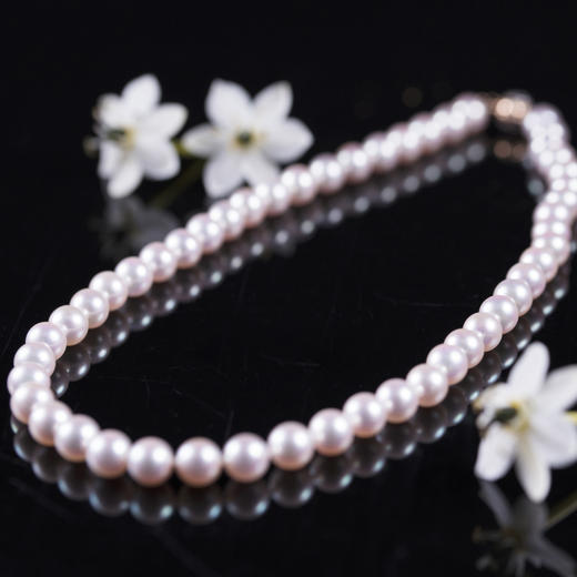 「极光」天女Akoya珍珠项链8-8.5mm全圆强光樱花粉天女Akoya 商品图0